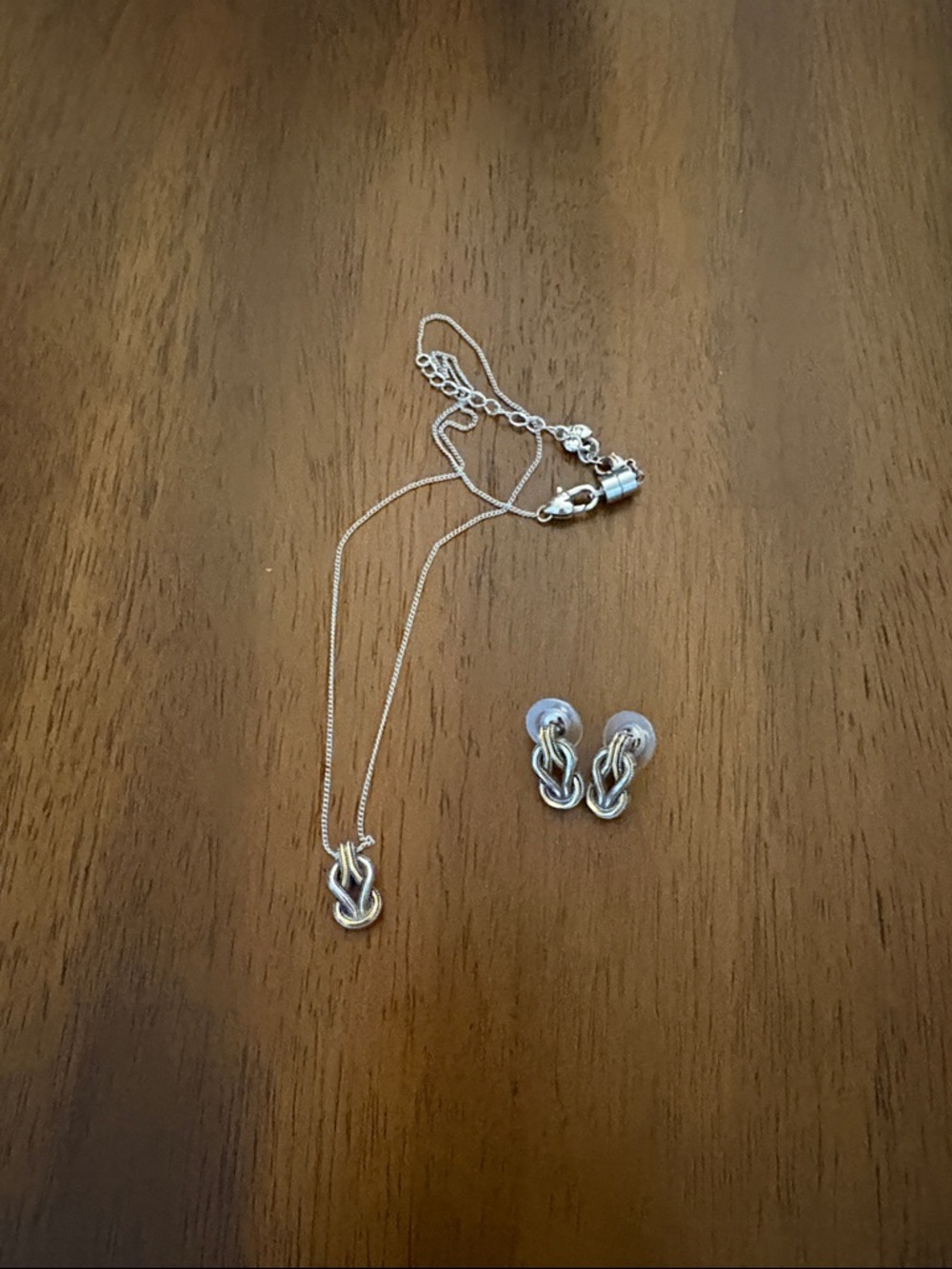 Brighton Silver Knot Necklace with Matching Earrings
